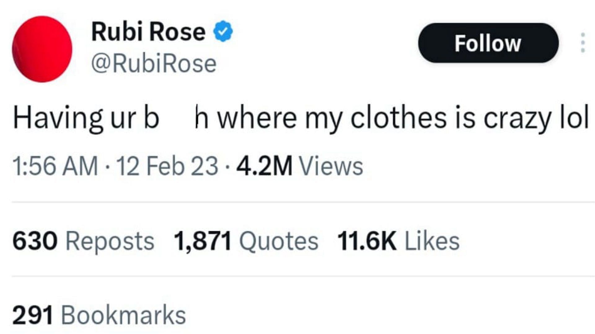 Rubi Rose's tweet (Image via X/@RubiRose)